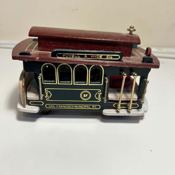 Gatco Other - GATCO San Francisco Cable Car Music Box Powell & Hyde Green Brown Wood No. 25